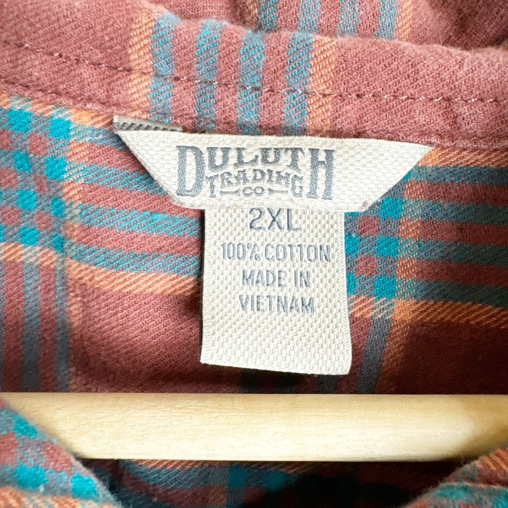 Duluth Women 2X Rust Turquoise Plaid Flannel Workwear Ranch Western - Picture 4 of 4